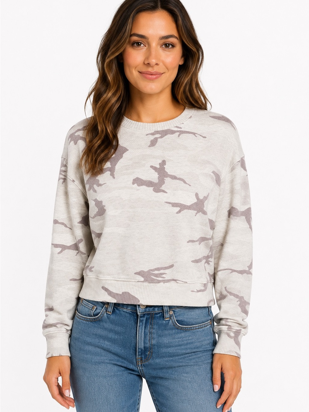 Rails Bird Print Lightweight Knit Sweatshirt Pullover Gray Size XS